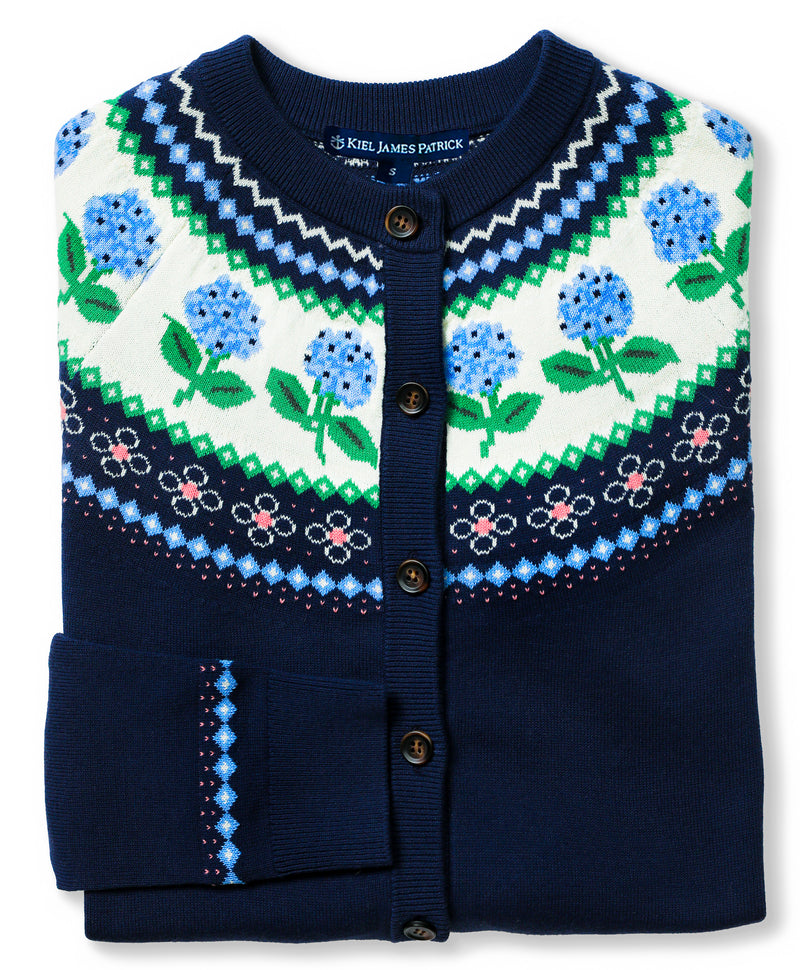 Nantucket Hydrangea Cardigan in Navy – Kiel James Patrick