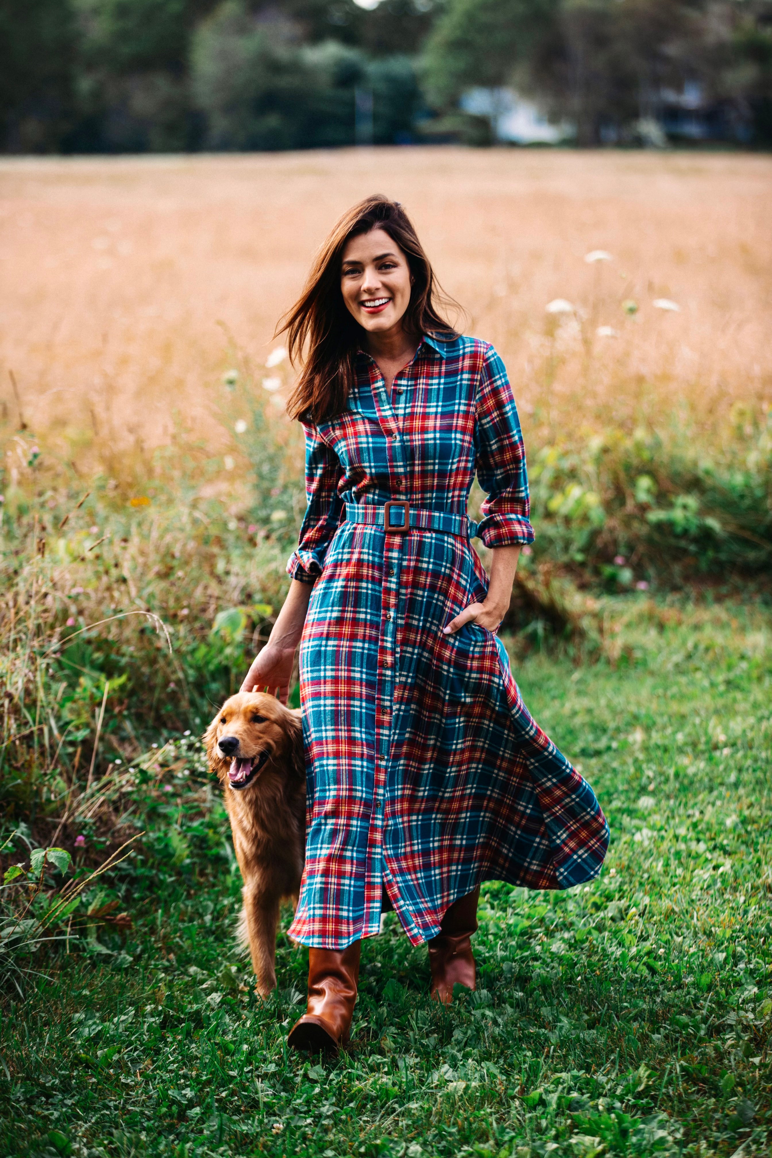Blue Ridge Mountain Flannel Maxi Dress