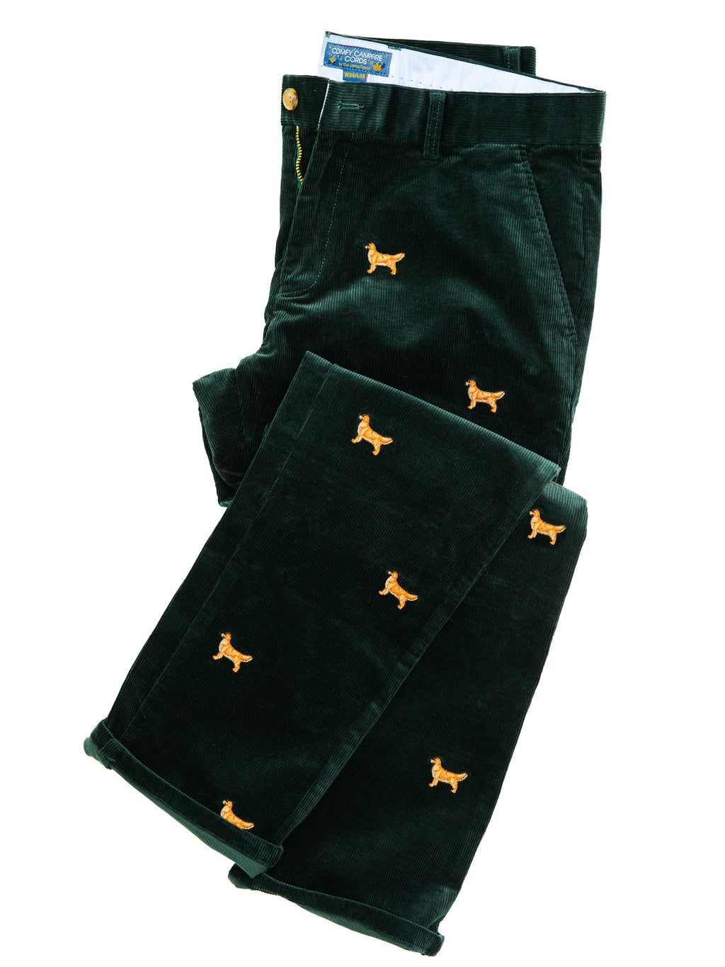 パンツ YUAN BOTANICAL CORDUROY PATS KJP Men's American Retriever Embroidered Corduroy Pants in Green