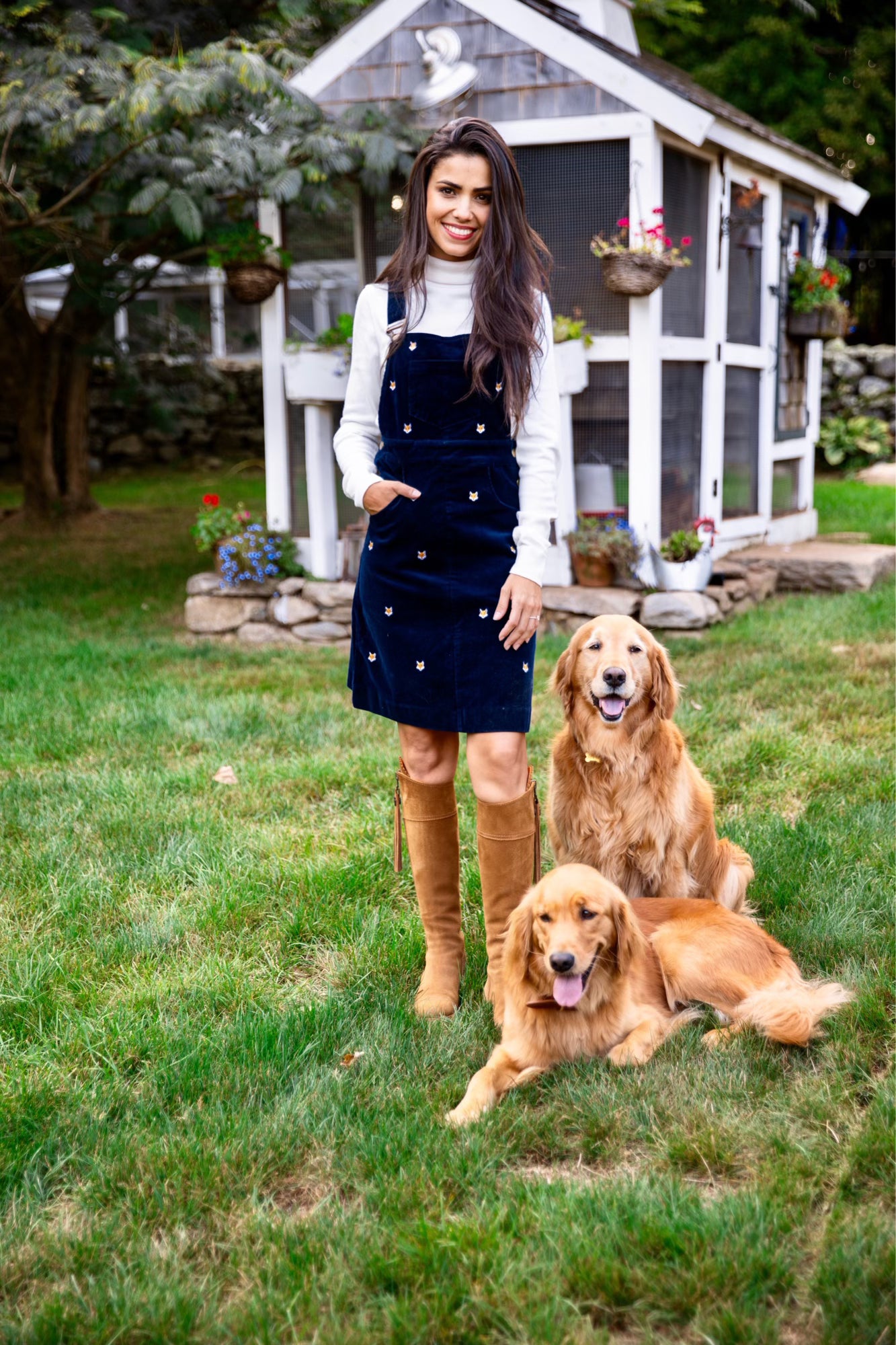 Sly Fox Embroidered Corduroy Jumper Dress