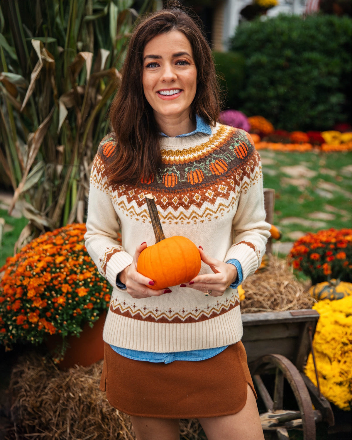 Cozy Pumpkin Sweater in Cream - Women's