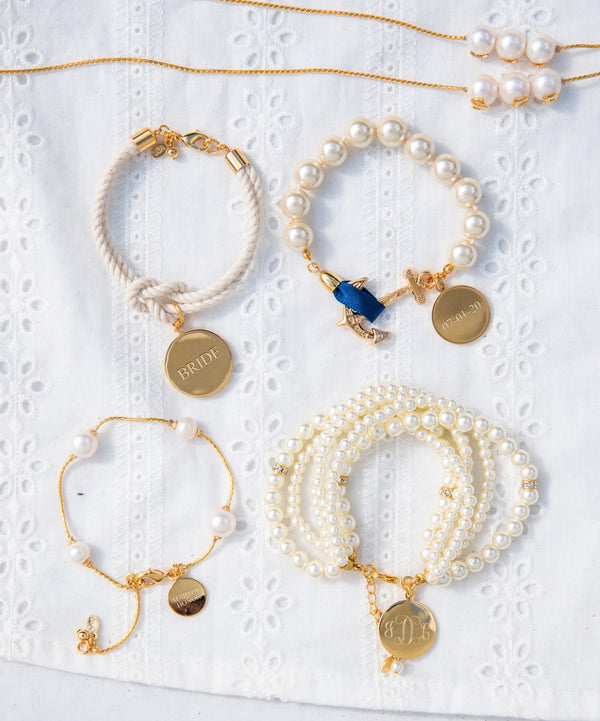 Engravable Pearl Wedding Bracelet