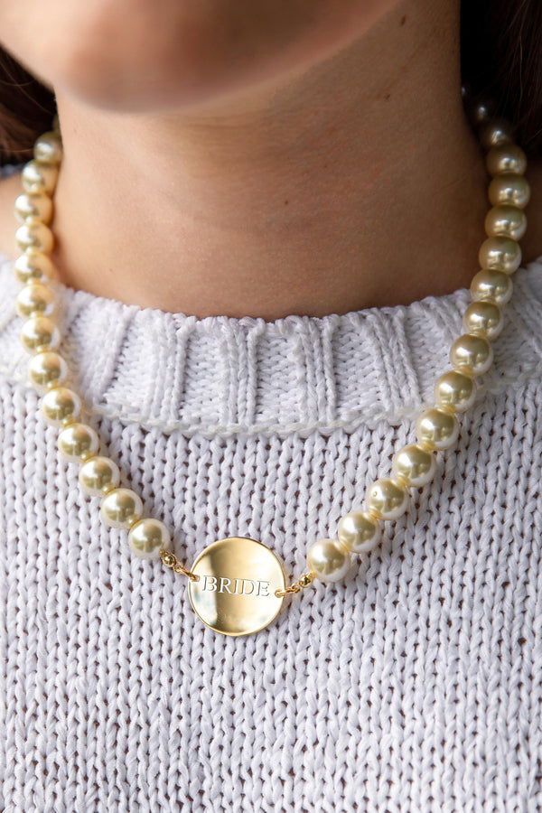 Engravable Pearl Wedding Necklace