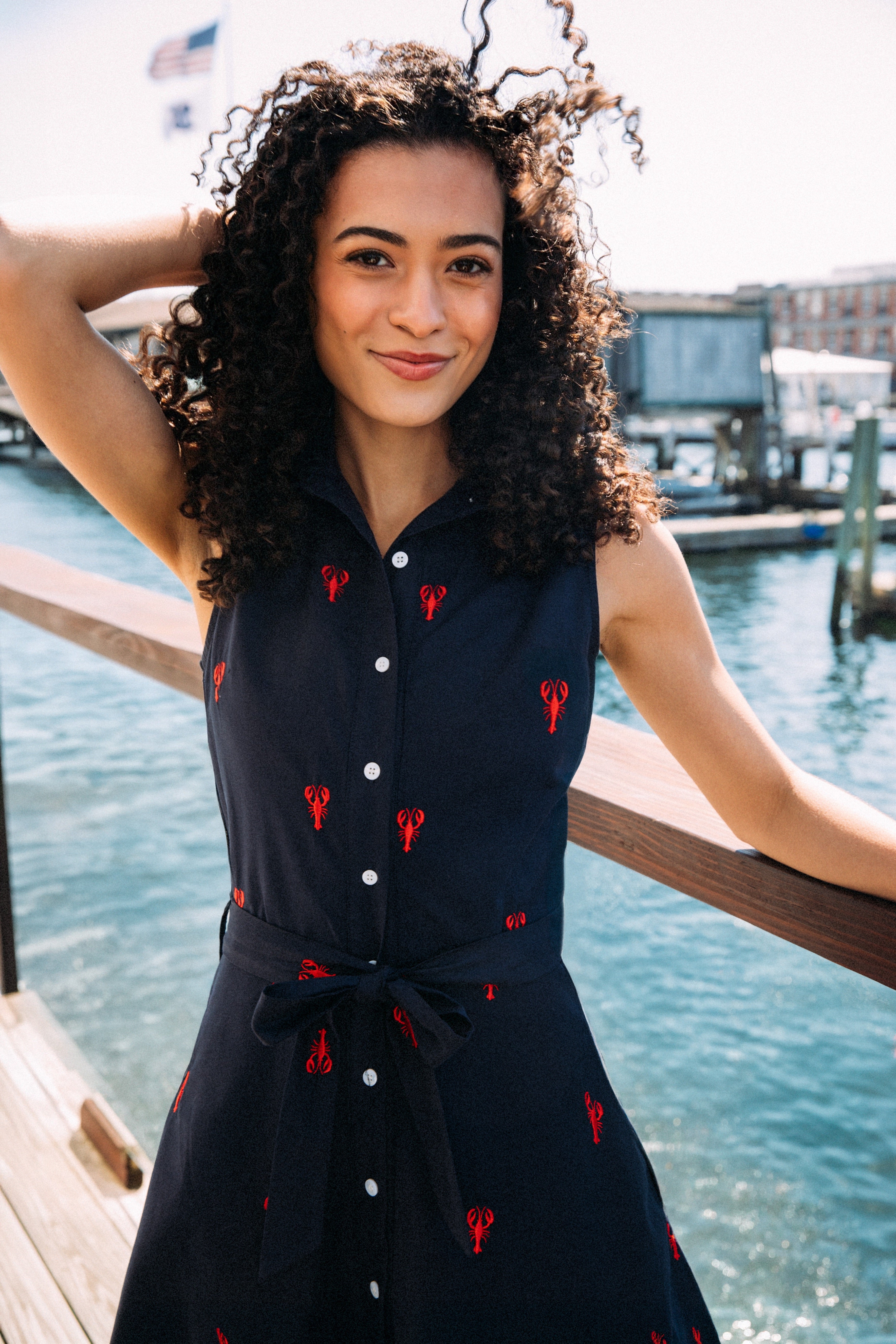 Lobster Cove Embroidered Maxi Shirtdress