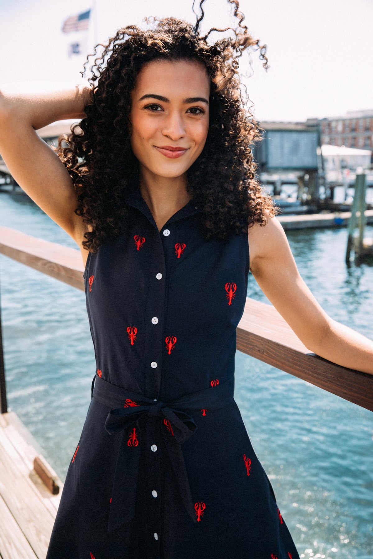 Lobster Cove Embroidered Maxi Shirtdress