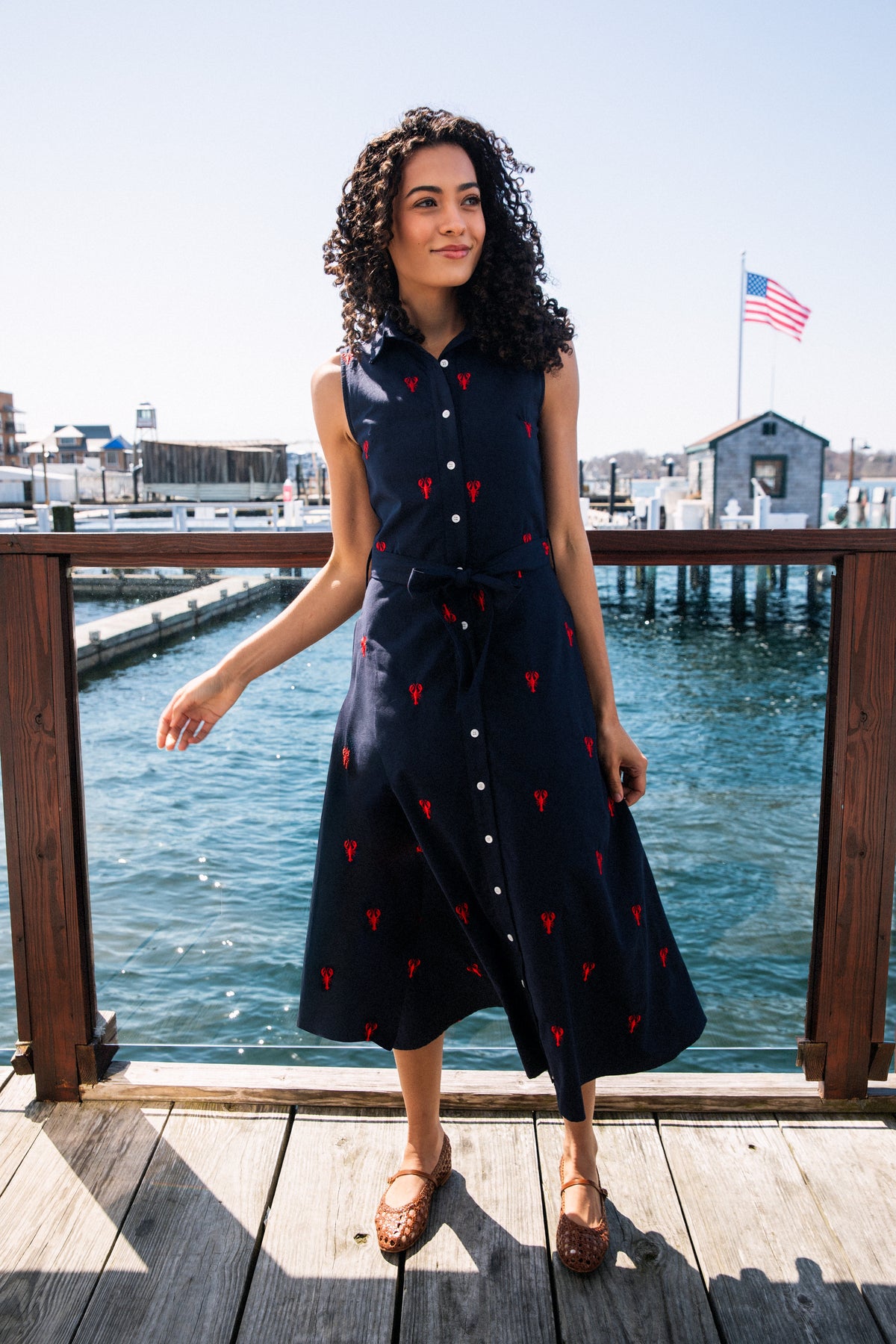 Lobster Cove Embroidered Maxi Shirtdress