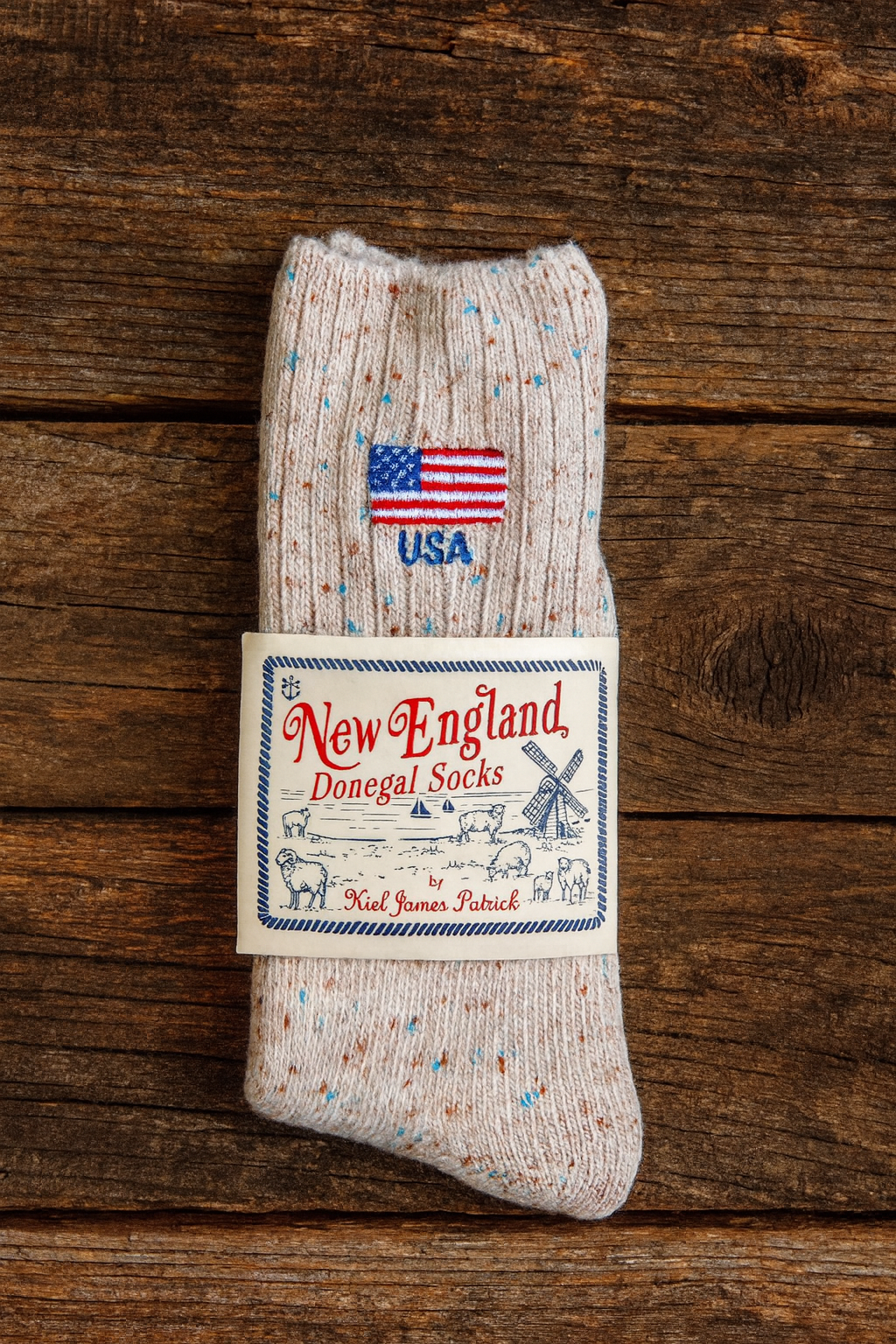 USA Flag Donegal Socks in Cream