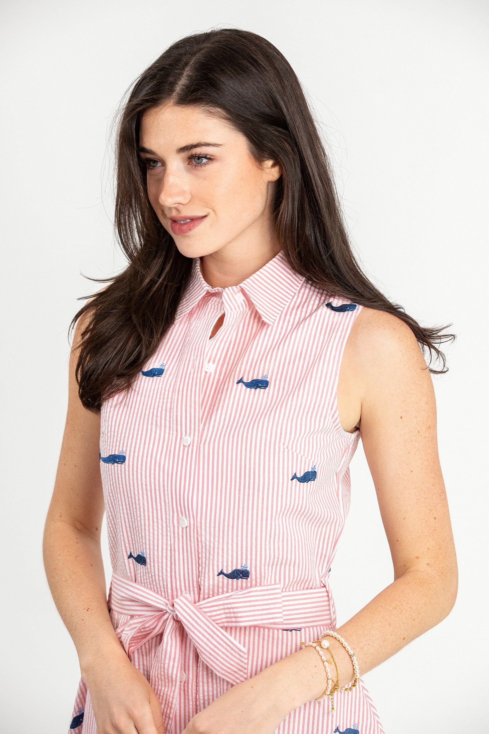 blue sweater over dress shirt KJP Women's Nantucket Whale Shirtdress 10