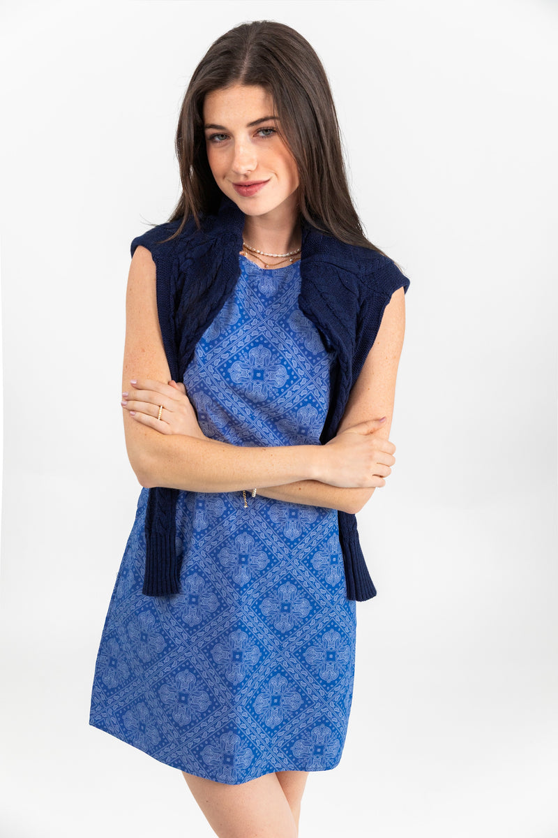 Summer Blues Paisley Shift Dress