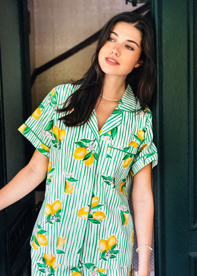 Lemon Grove Drawstring Shorts Pajama Set