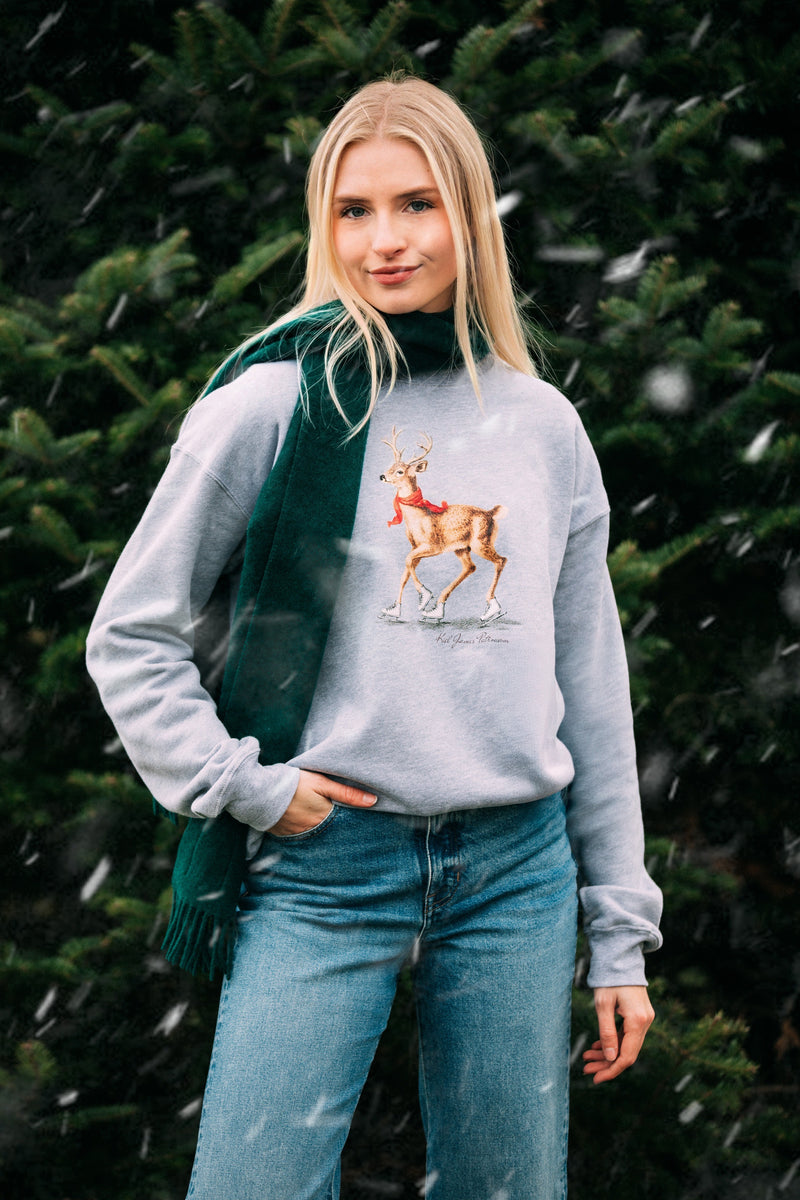 Skating Deer Crewneck Sweatshirt