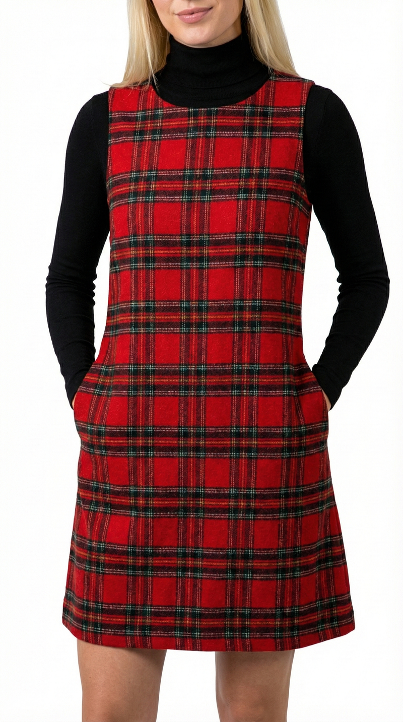 Scarlet Tartan Shift Dress