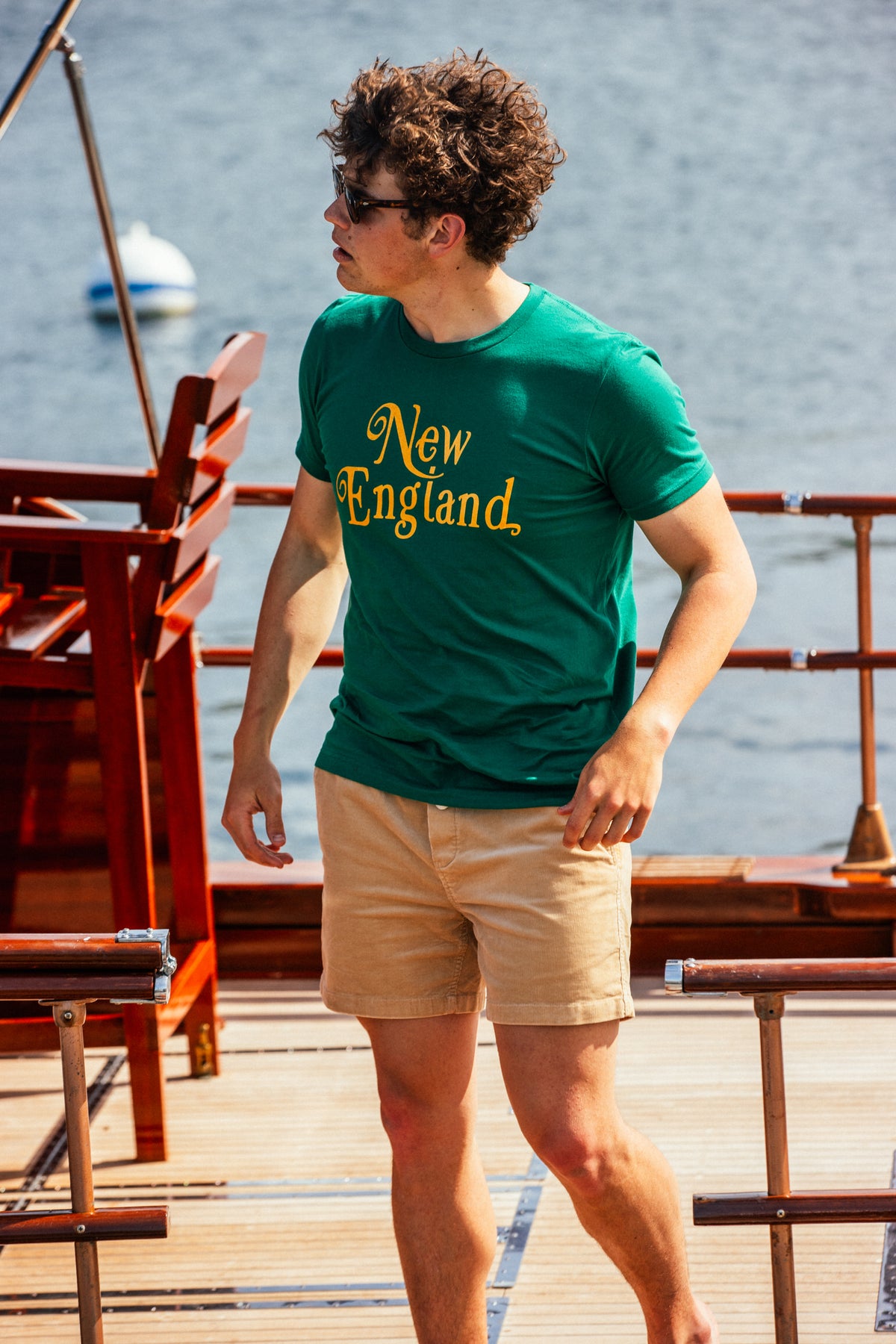 New England Graphic T-Shirt in Green