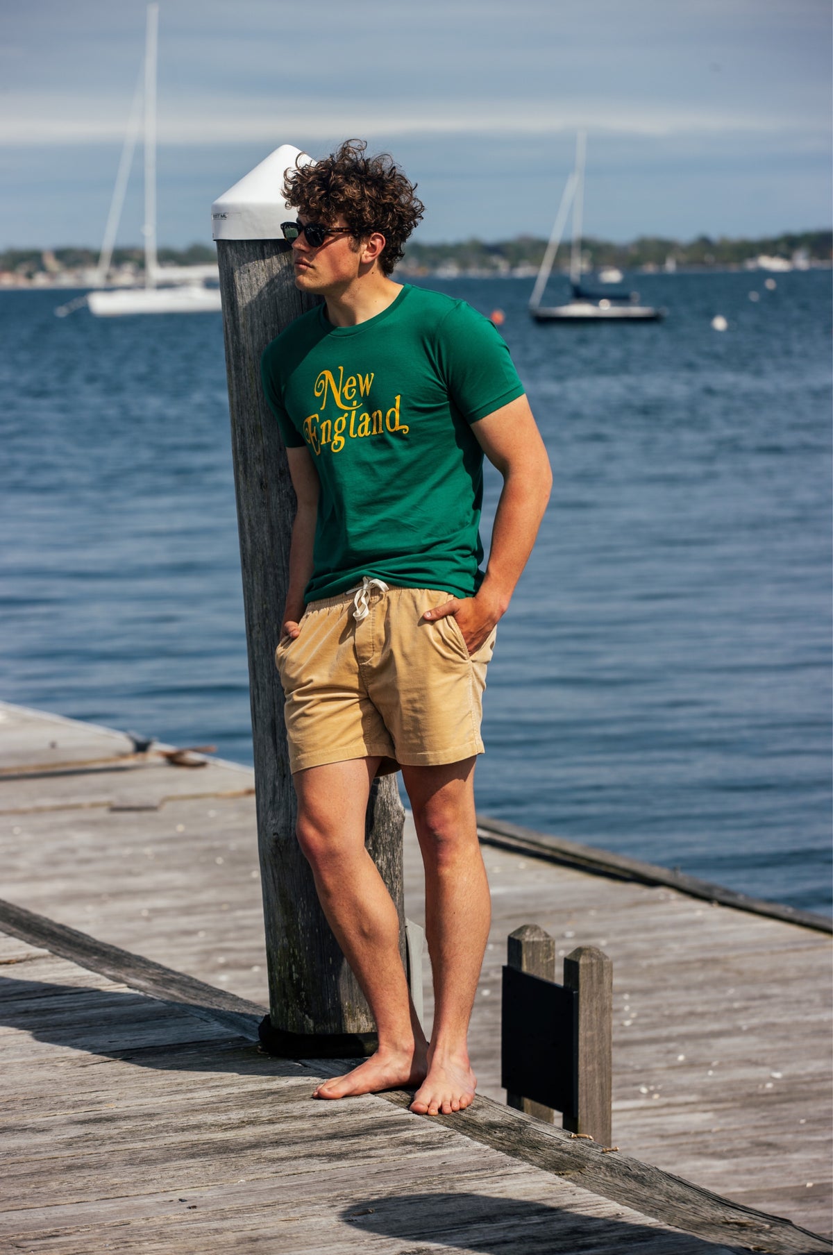 New England Graphic T-Shirt in Green