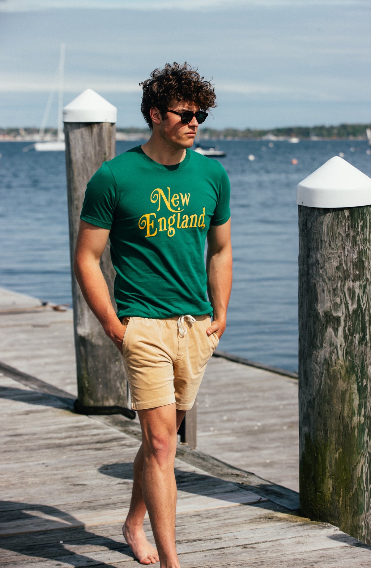 New England Graphic T-Shirt in Green