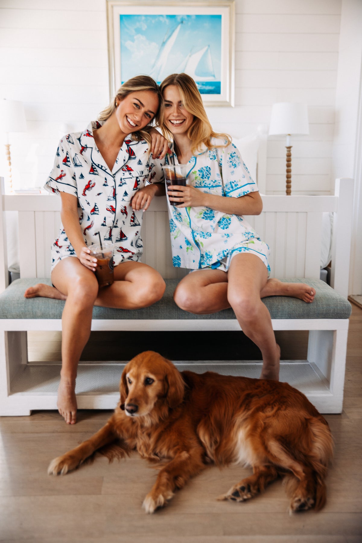 Lobster Buoy Drawstring Shorts Pajama Set