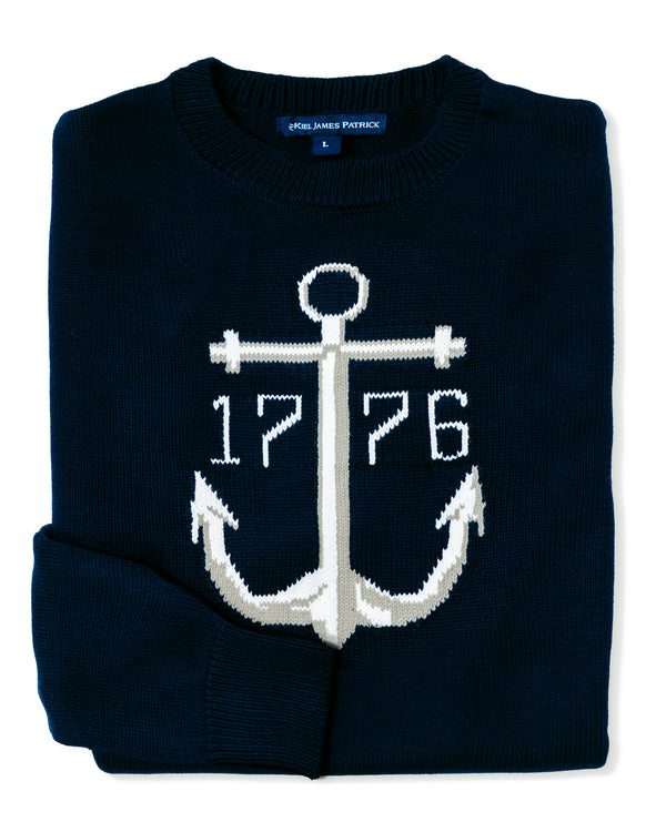 KJP Men's 1776 Anchor Intarsia Crewneck Cotton Sweater – Kiel