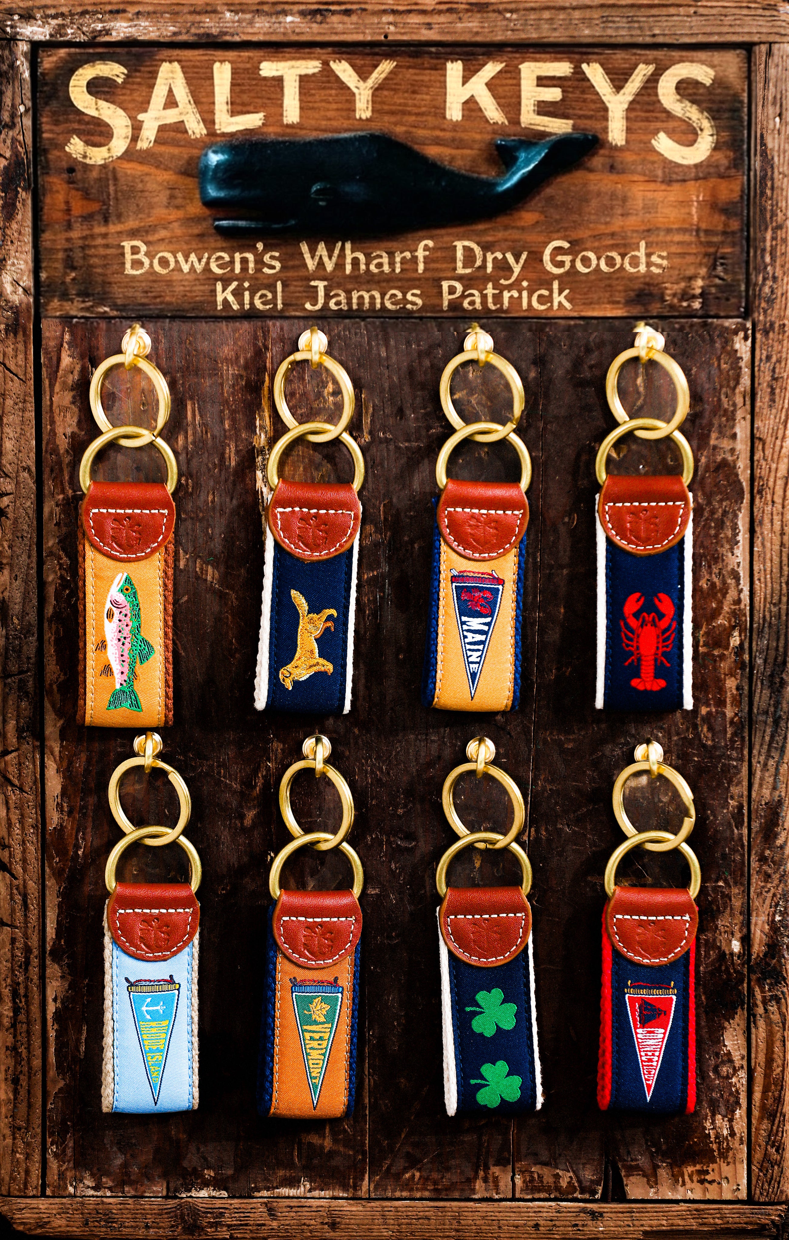 Maine Pennant Flag Ribbon Key Fob