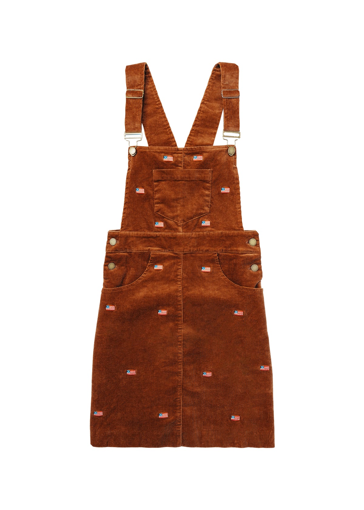 American Flag Embroidered Corduroy Jumper Dress
