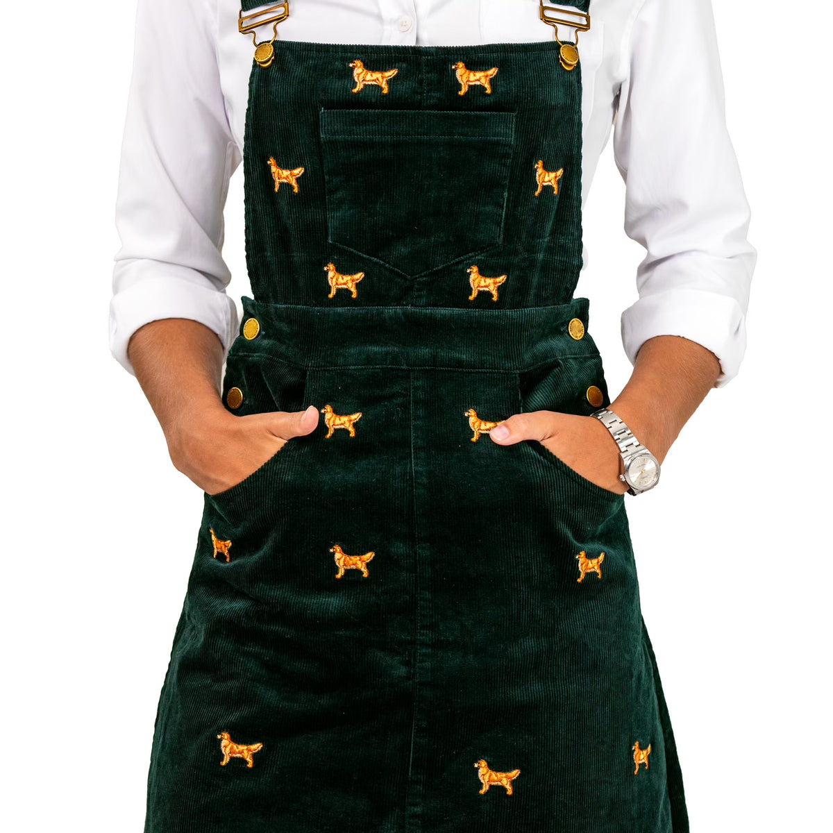 green overall dress KJP Women's American Retriever Embroidered Corduroy Jumper L black shirts