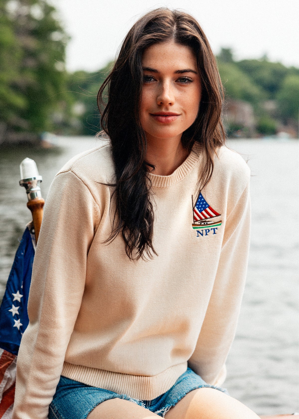 American Sail Embroidered Monogram Sweater - Women's