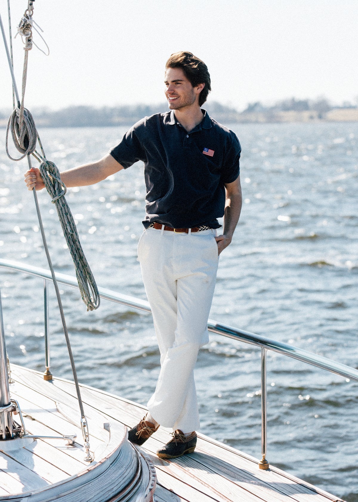 American Yacht Flag Polo in Navy