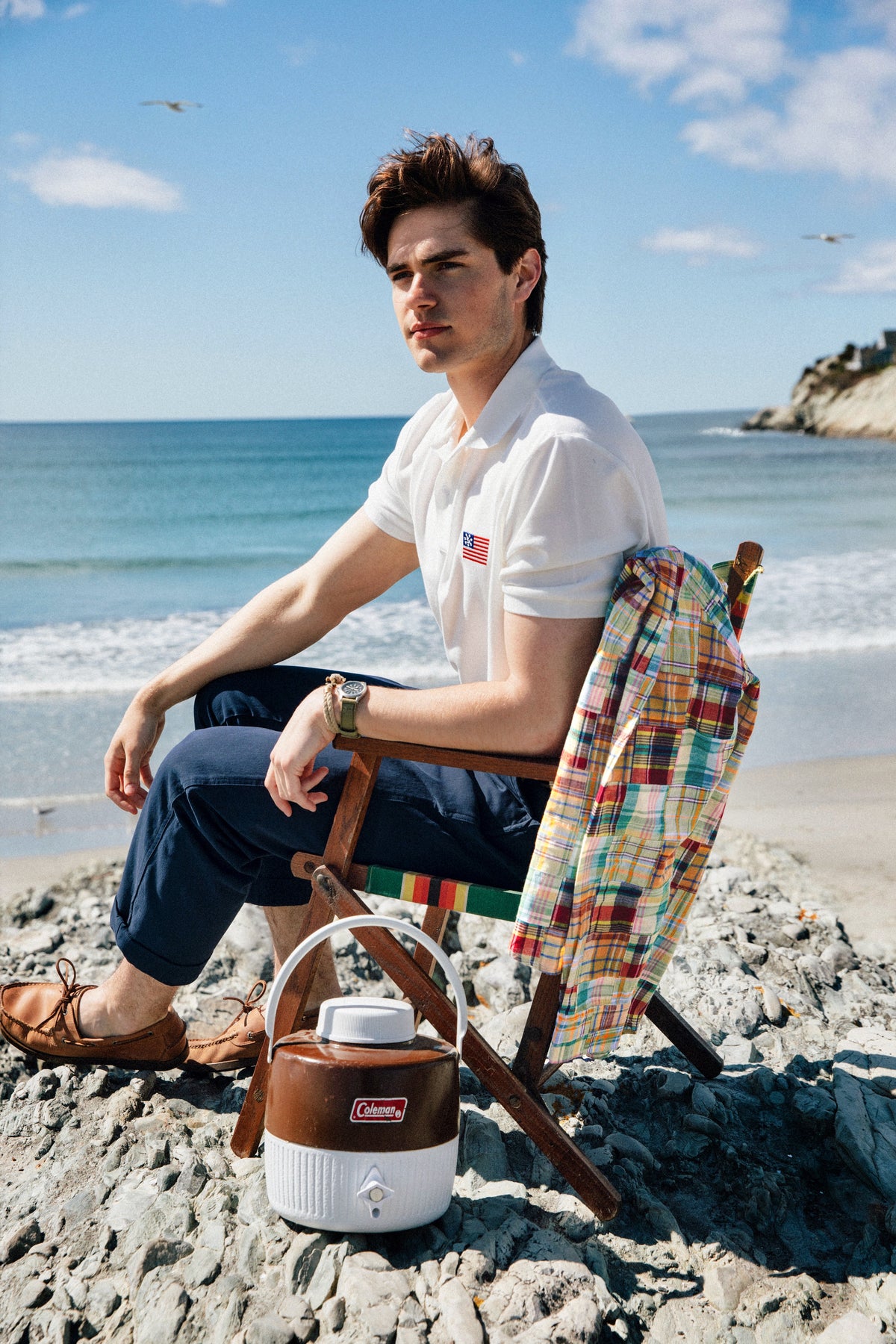 American Yacht Flag Polo in White
