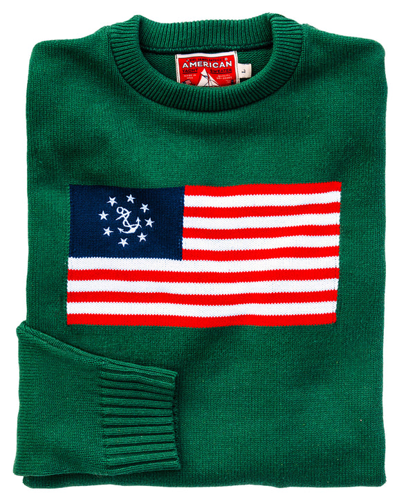 KJP American Yacht Flag Crewneck Intarsia Sweater in Green – Kiel