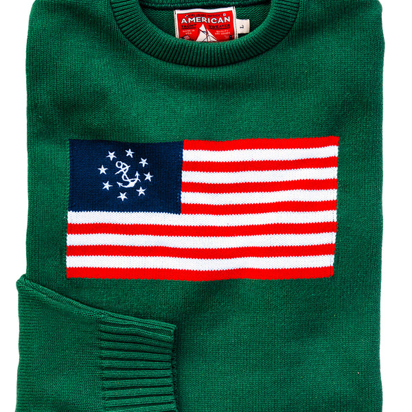 KJP American Yacht Flag Crewneck Intarsia Sweater in Green – Kiel