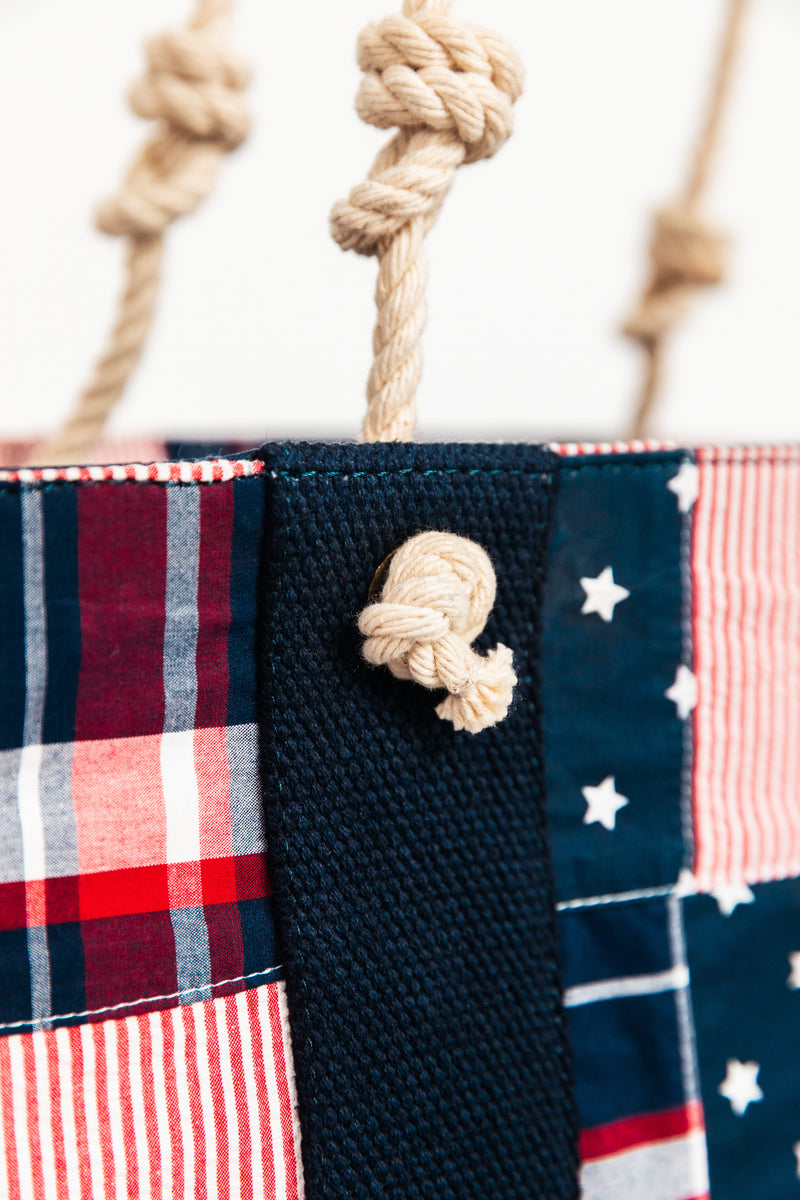 KJP Americana Patchwork Madras Rope Handled Tote Bag – Kiel James