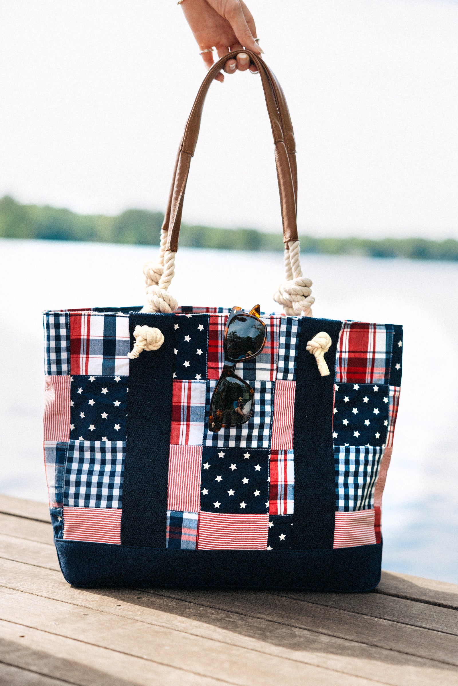 KJP Americana Patchwork Madras Rope Handled Tote Bag – Kiel James