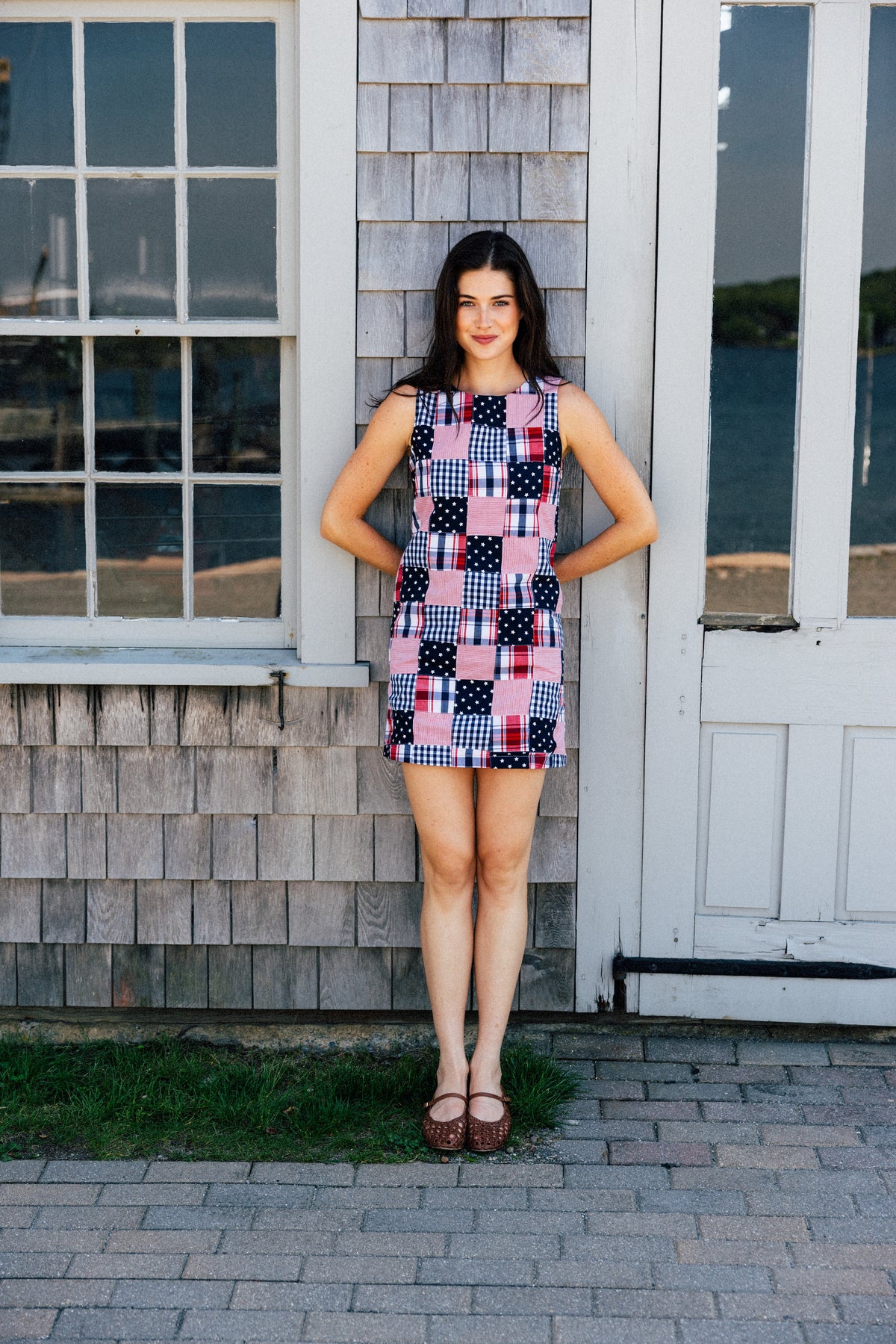 Americana Patchwork Madras Shift Dress