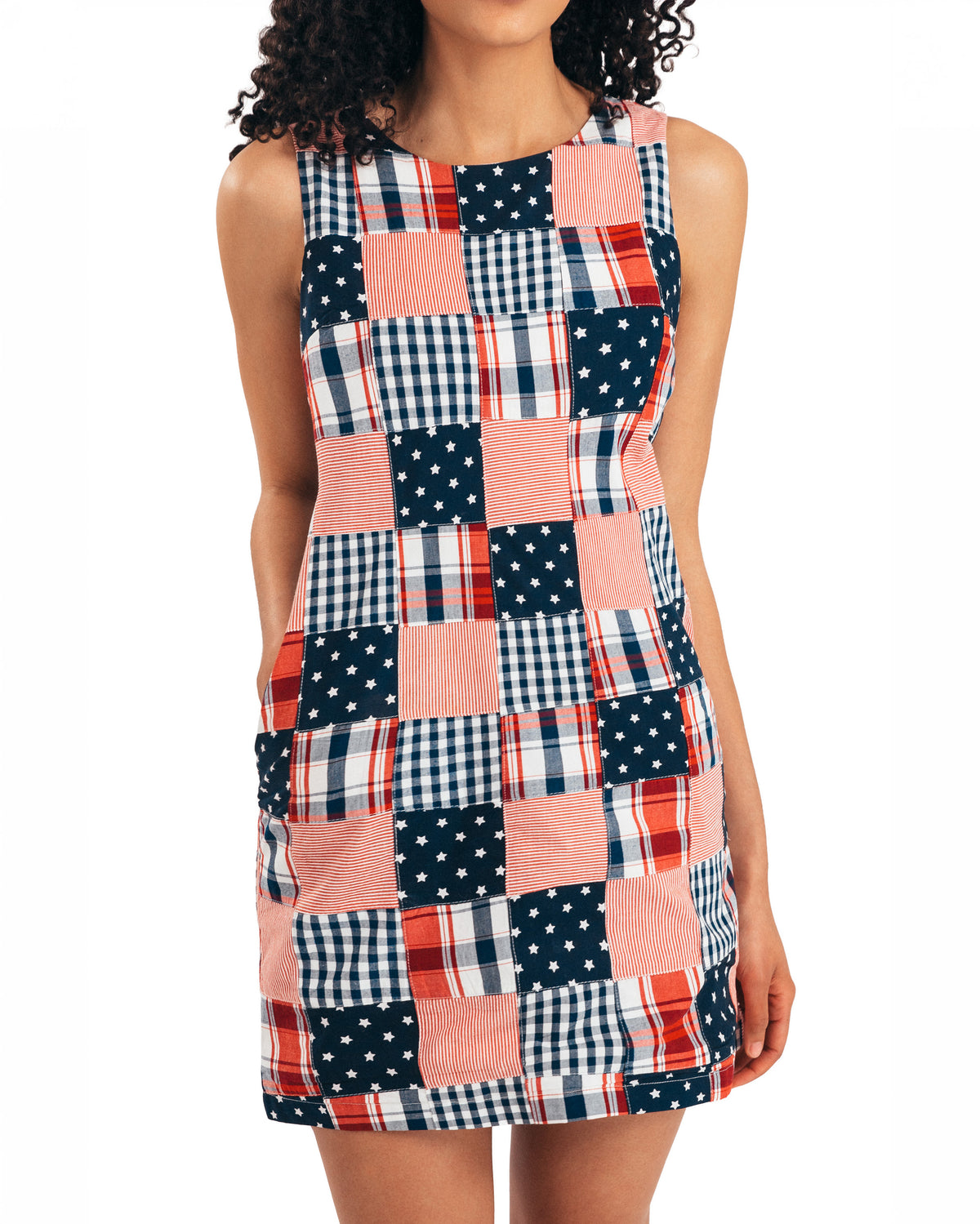 Americana Patchwork Madras Shift Dress