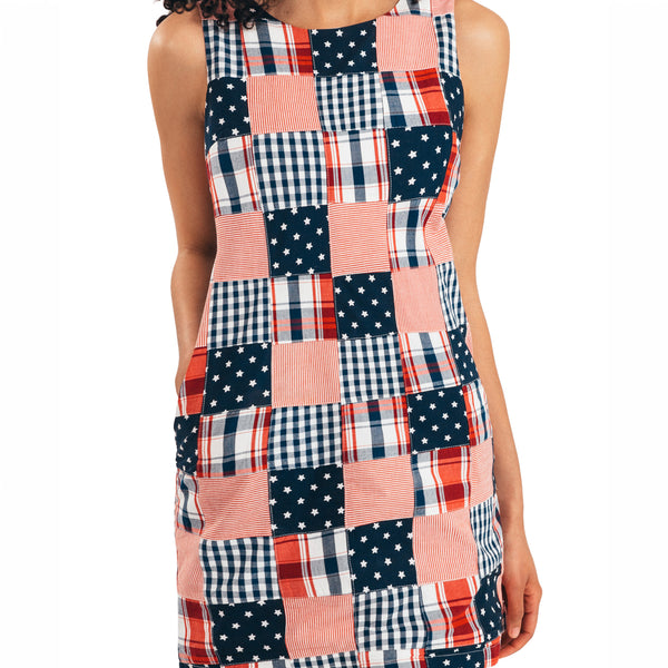 KJP Women's Americana Patchwork Madras Shift Dress 10