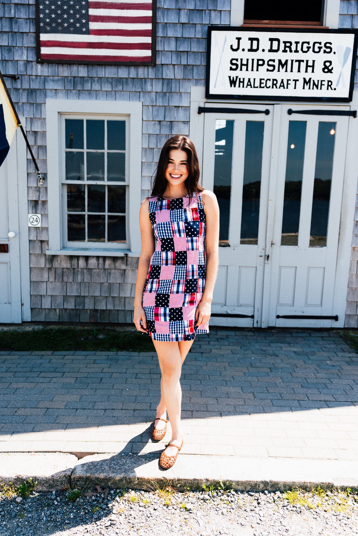 Americana Patchwork Madras Shift Dress