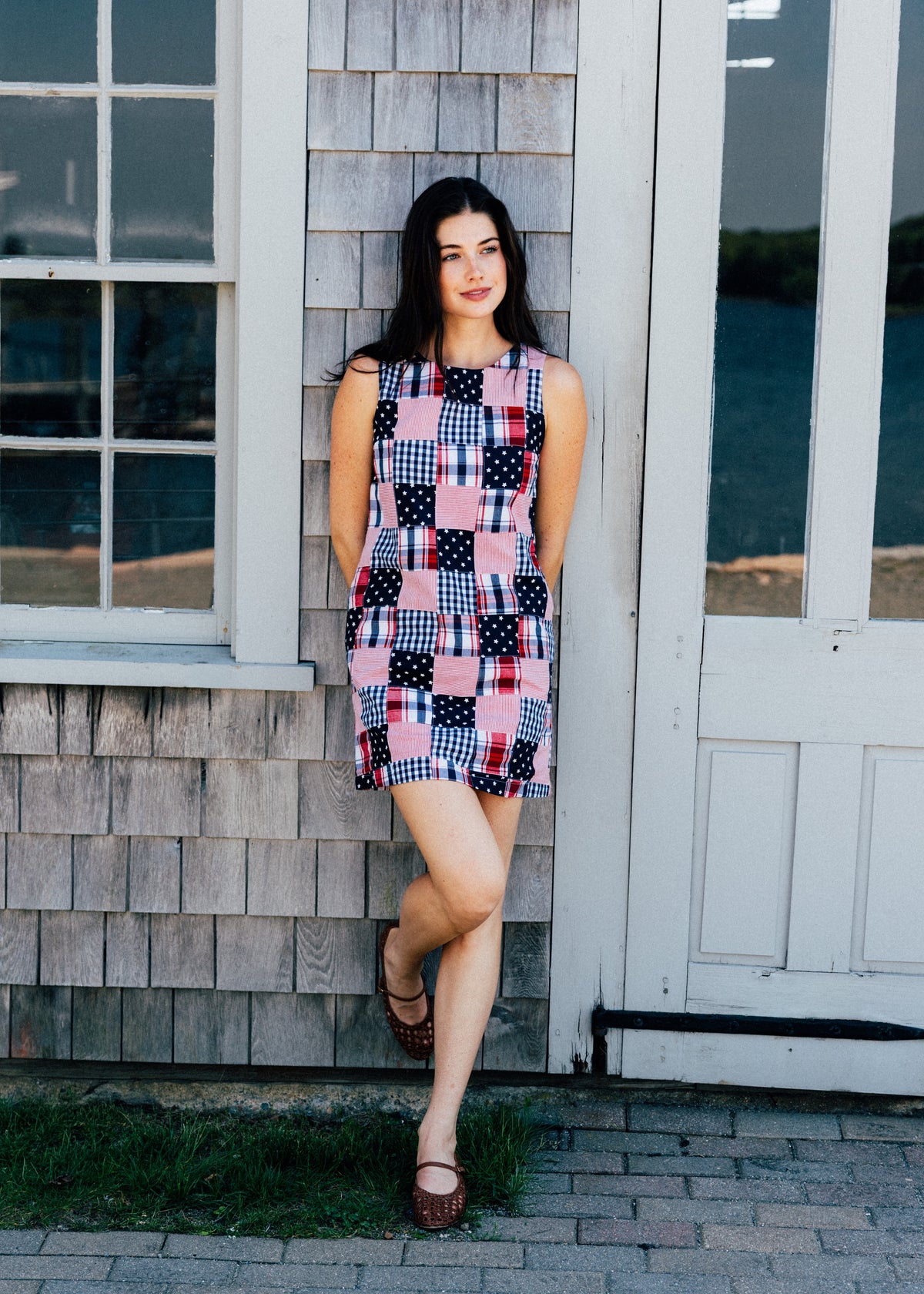 Americana Patchwork Madras Shift Dress