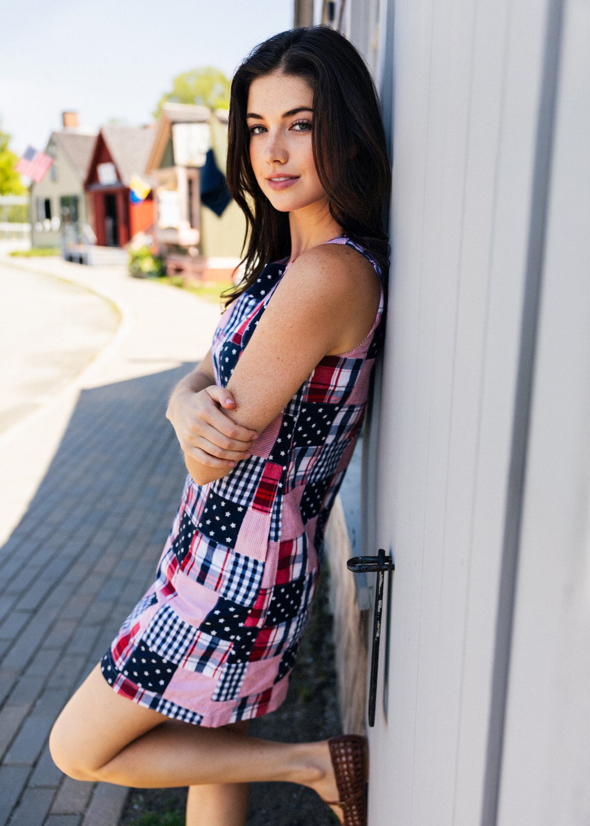 Americana Patchwork Madras Shift Dress