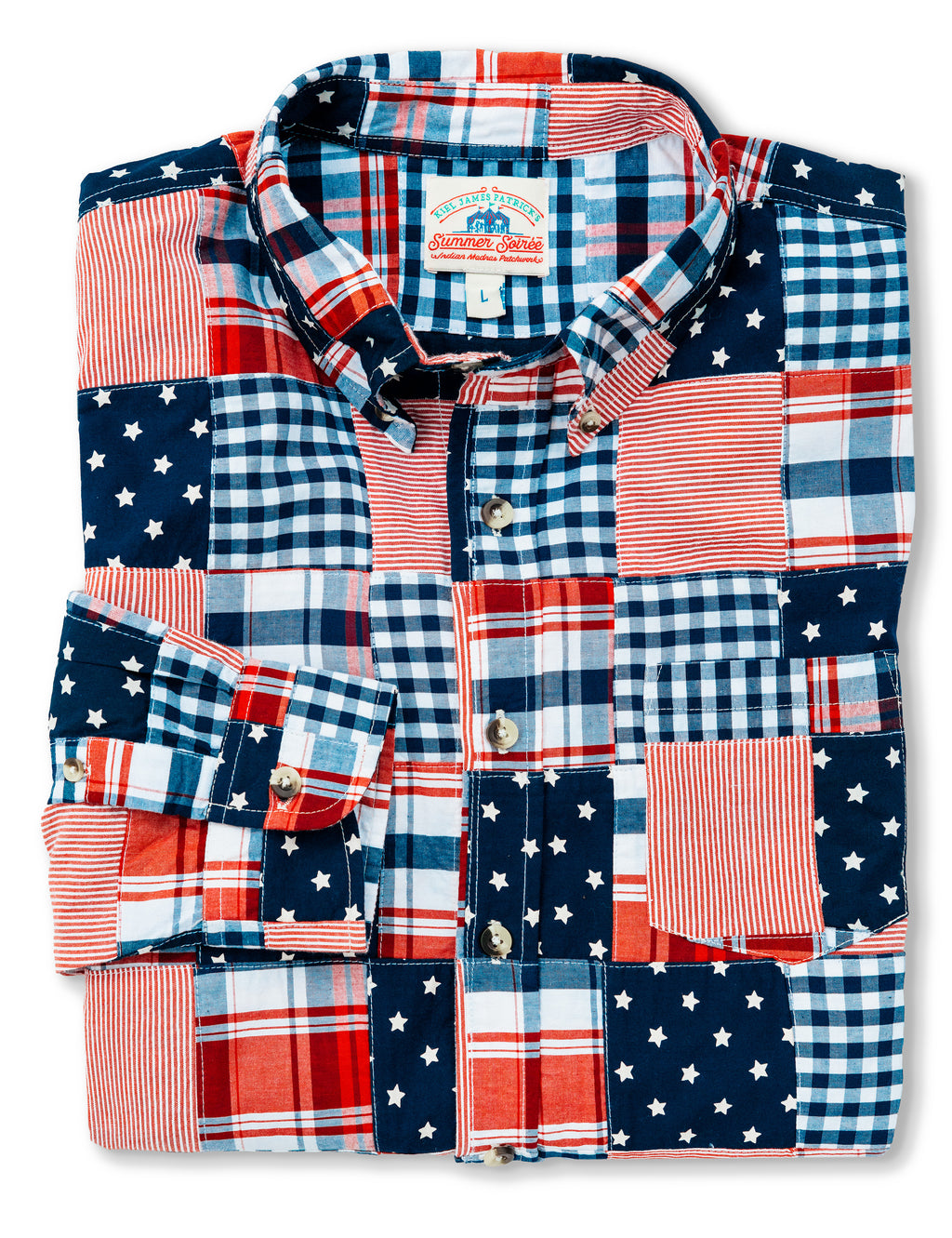 KJP Men's Americana Patchwork Madras Long Sleeve Shirt – Kiel