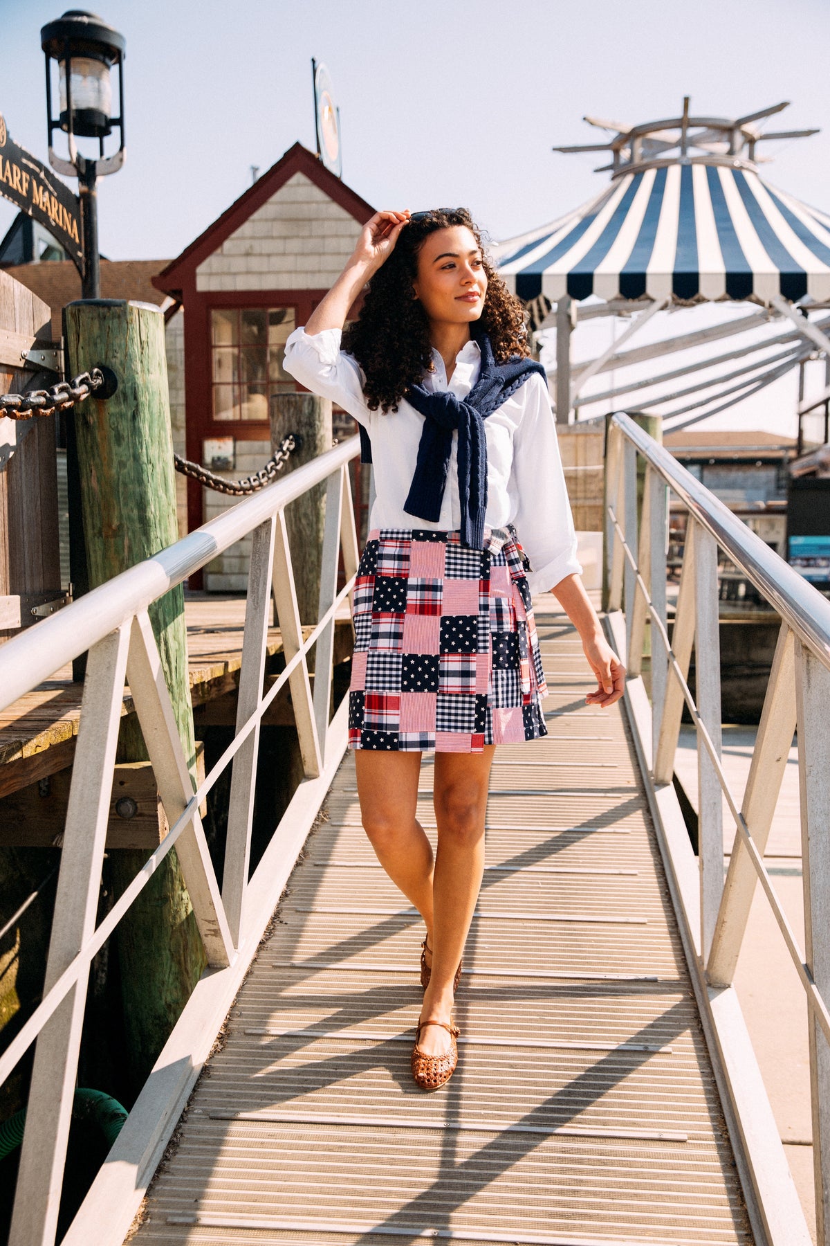 Americana Patchwork Madras Wrap Skirt