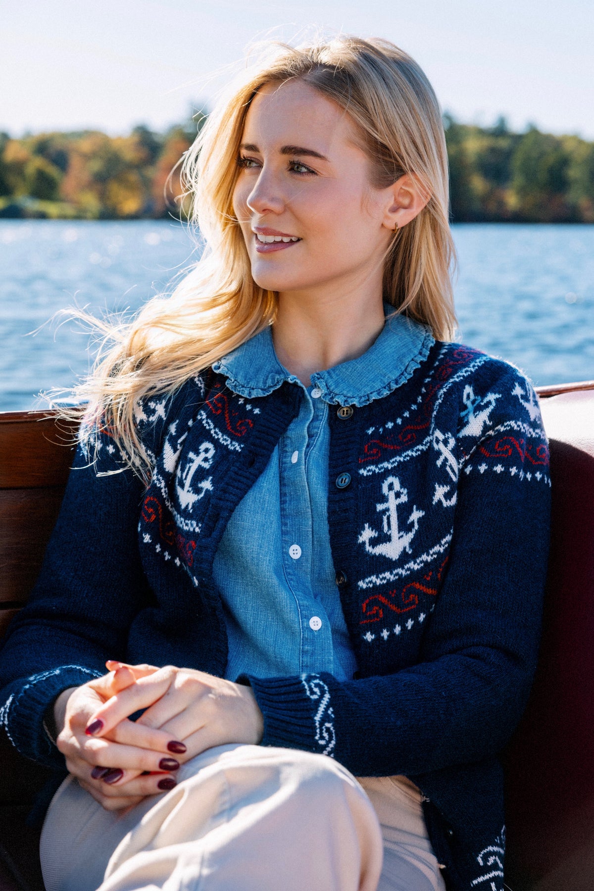 Anchor Atlantic Wool Cardigan in Navy