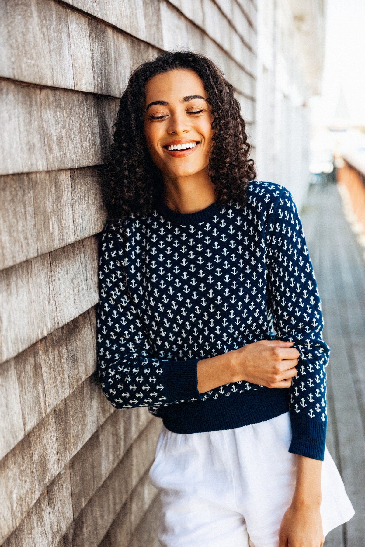 The Original Anchor Birdseye Sweater in Navy