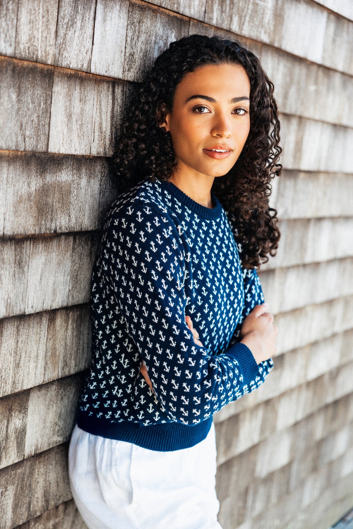 The Original Anchor Birdseye Sweater in Navy