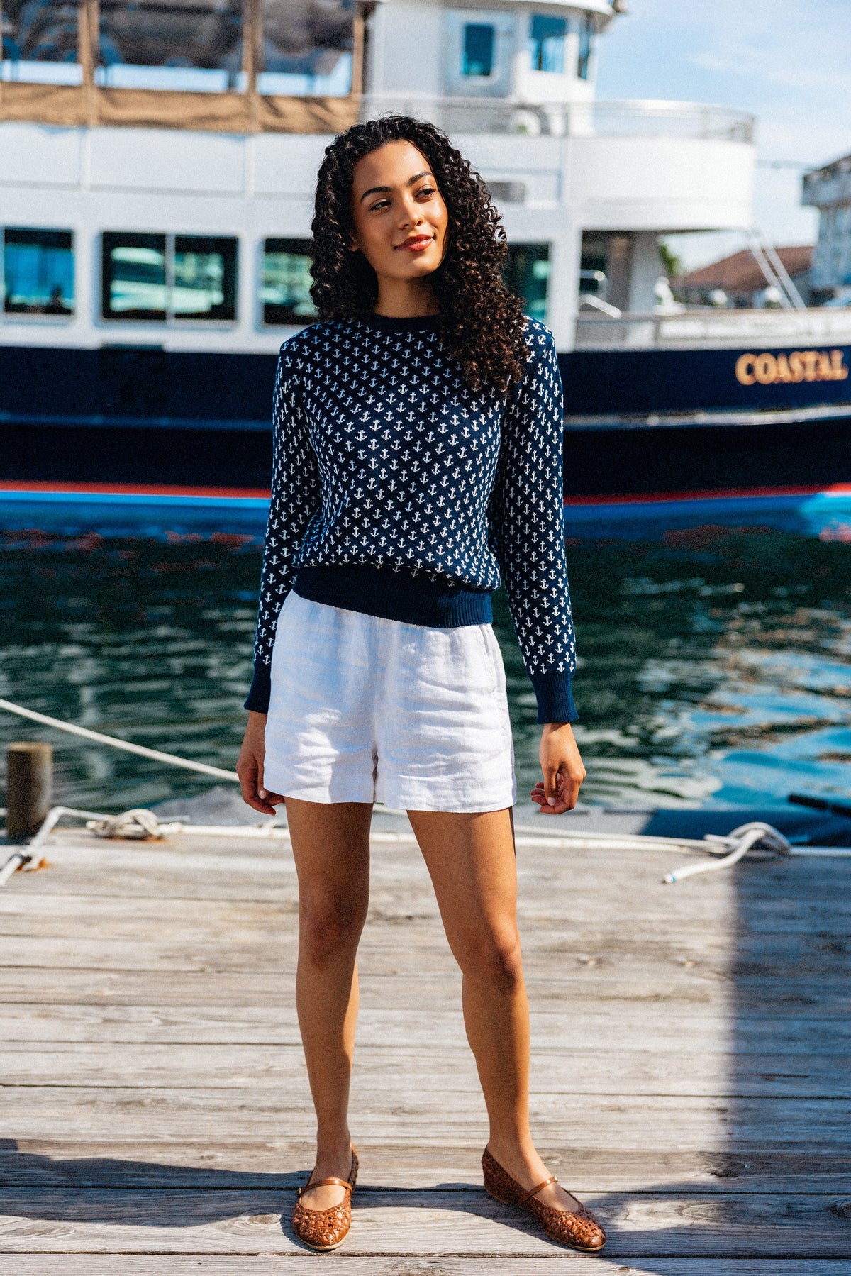 The Original Anchor Birdseye Sweater in Navy