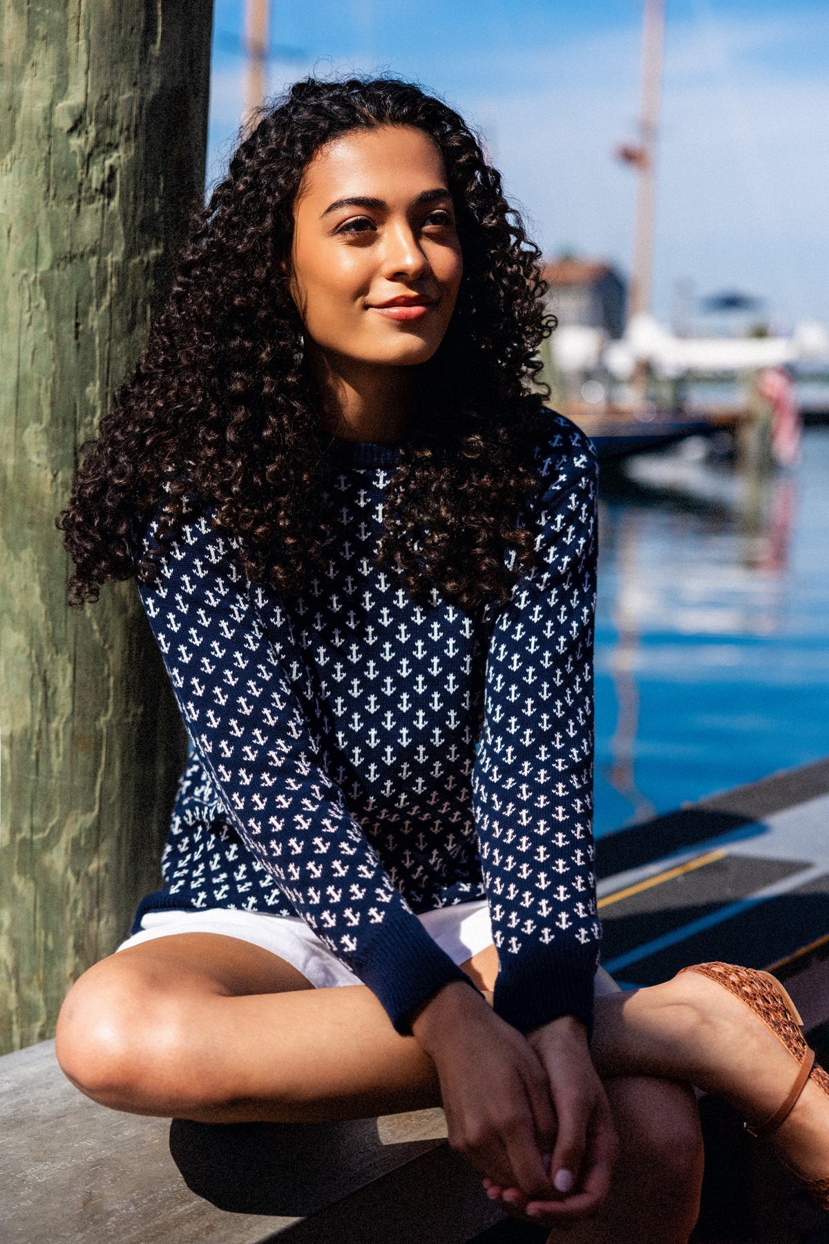 The Original Anchor Birdseye Sweater in Navy