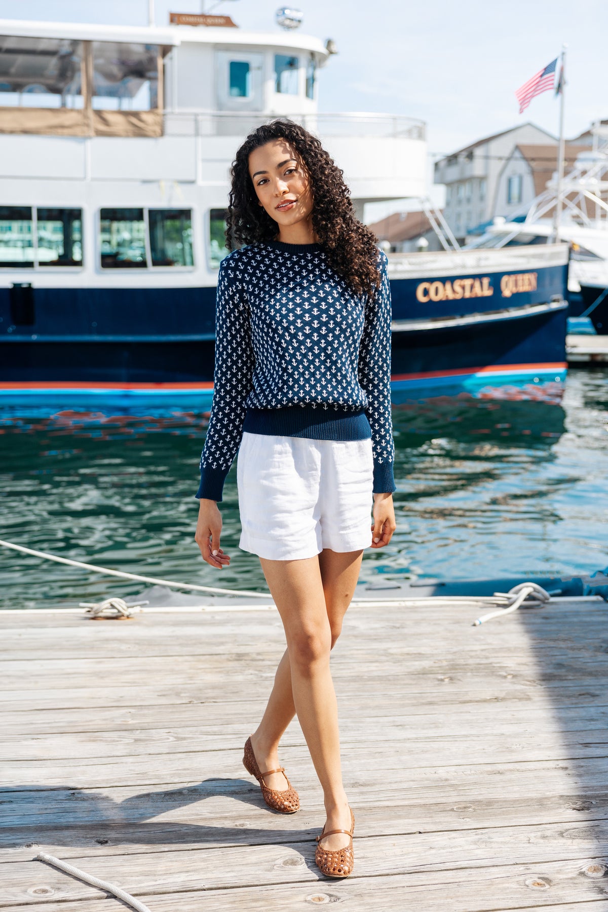The Original Anchor Birdseye Sweater in Navy