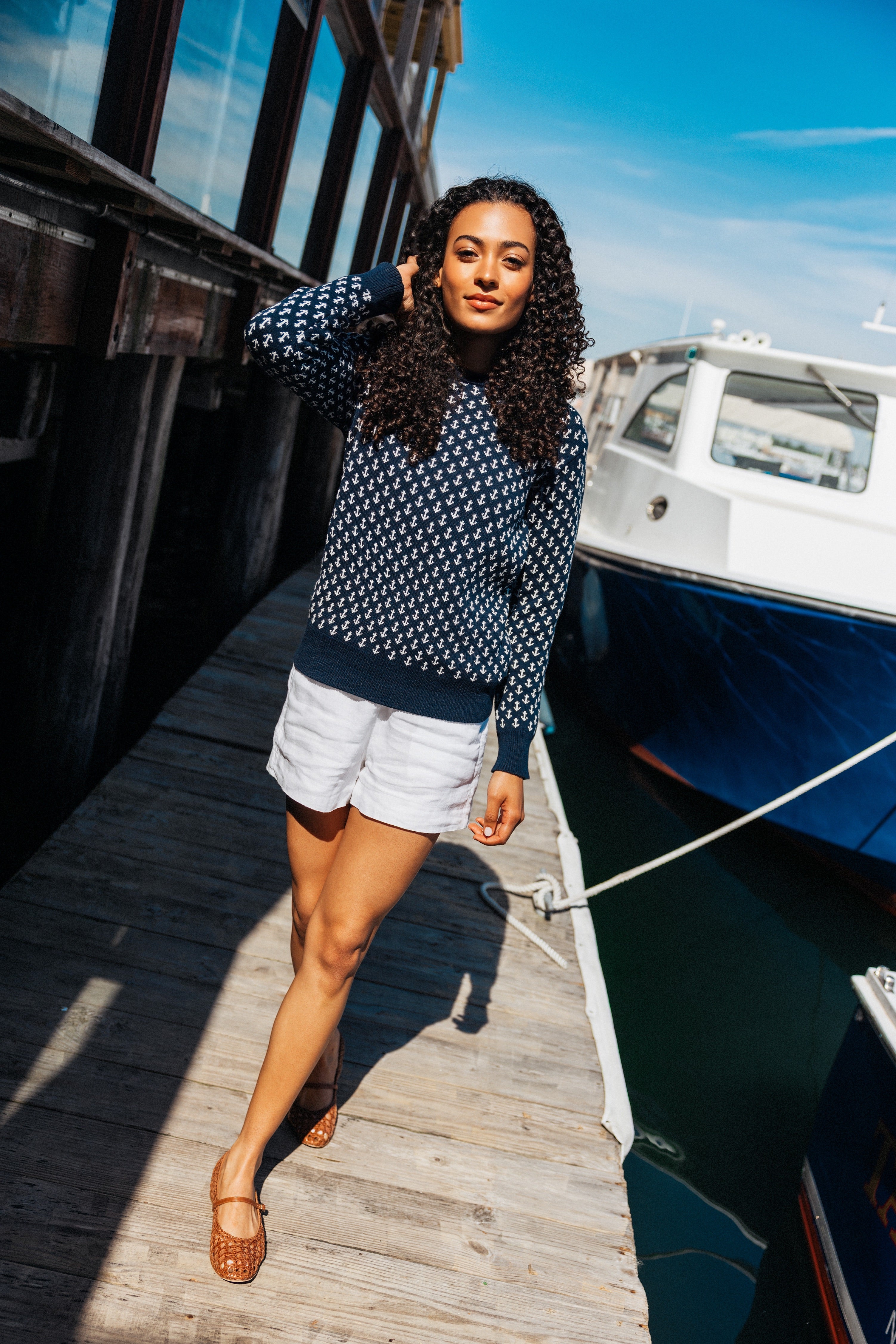 The Original Anchor Birdseye Sweater in Navy