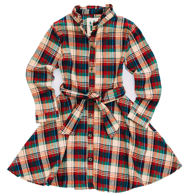 Apple Cinnamon Kids Flannel Dress
