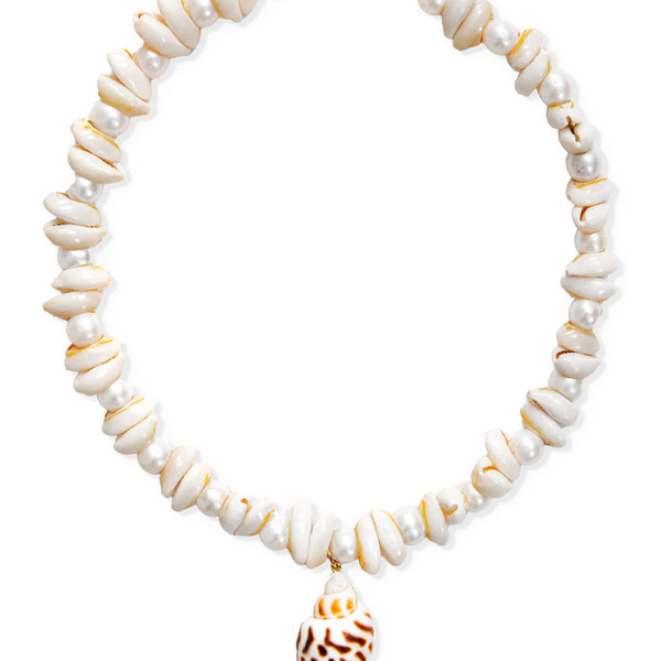 KJP Atlantic Heirloom Pearl and Puka Shell Pendant Necklace – Kiel KJP Atlantic Heirloom Pearl and Puka Shell Pendant Necklace – Kiel