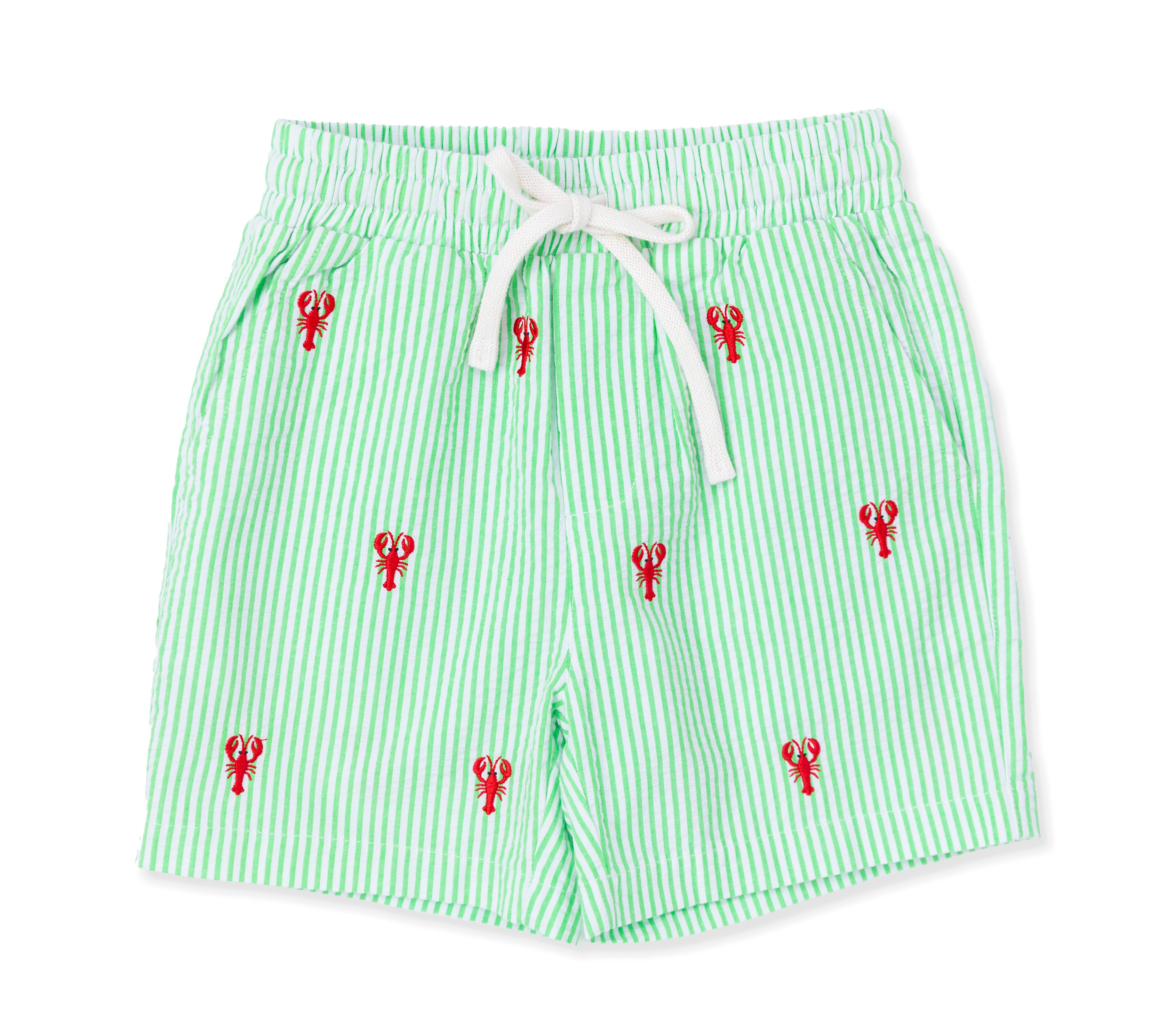 Atlantic Lobster Seersucker Drawstring Kids Shorts