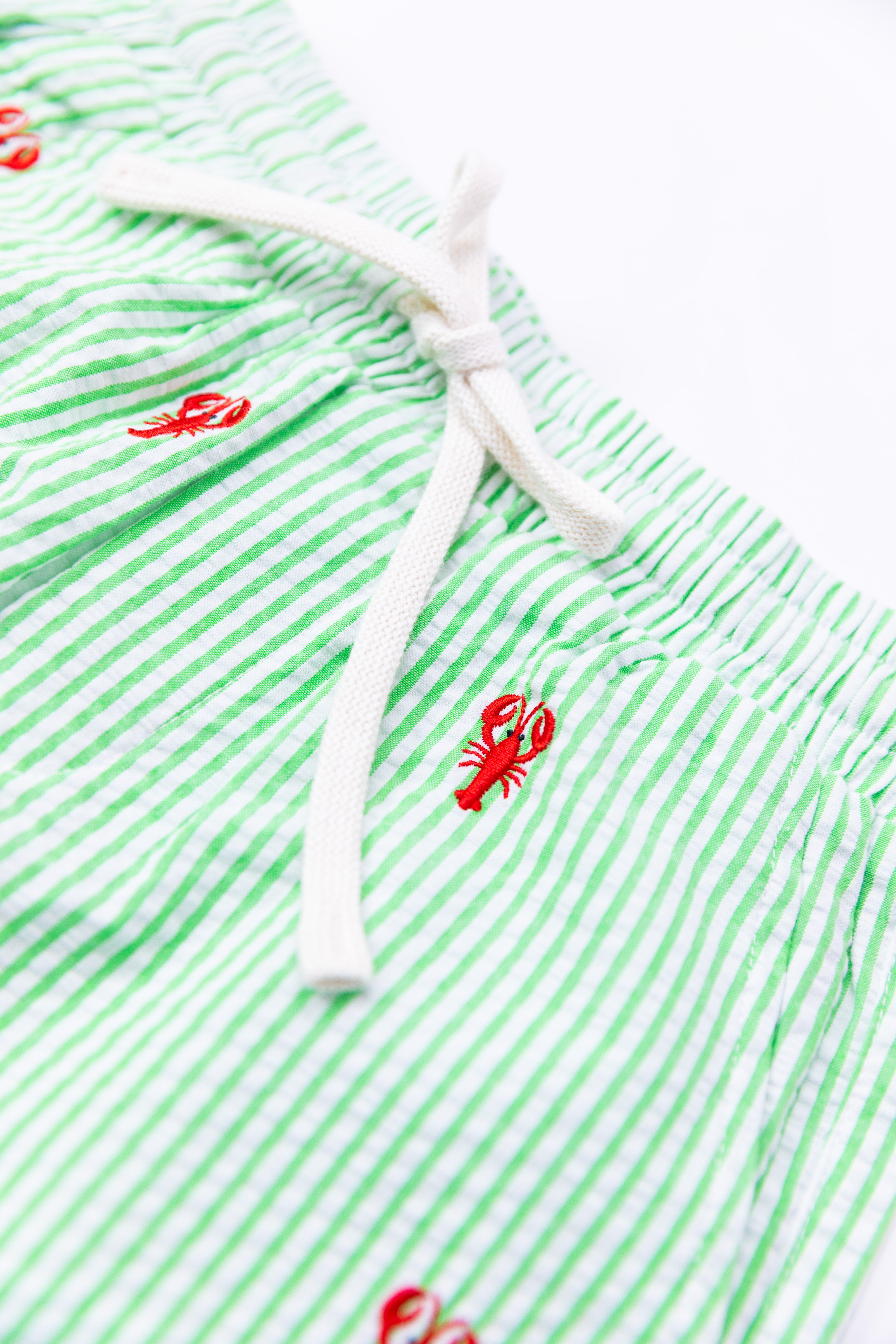 Atlantic Lobster Seersucker Drawstring Kids Shorts